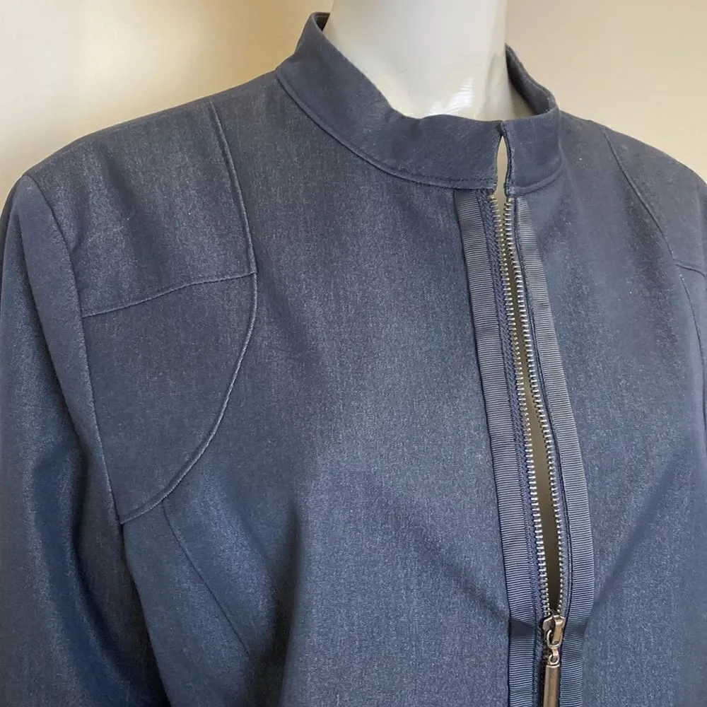 Sharagano Jacket Black Zipper Closure 3/4 Sleeves Size 18